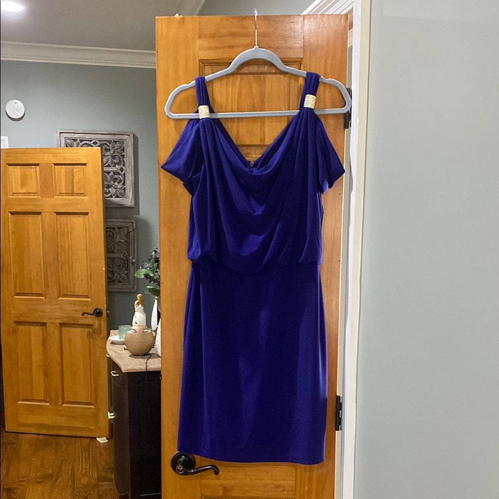 Scarlett Nite Blue Sheath Mini Dress Cold Shoulder